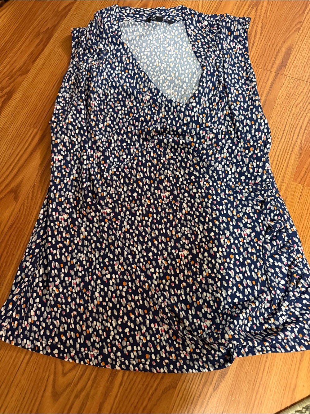 41 Hawthorn Navy V-Neck Printed Tunic with Multi Dot Pattern